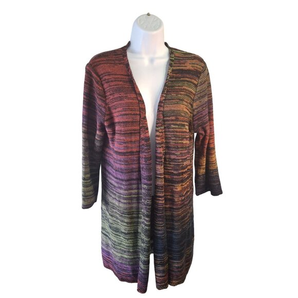 United States Sweaters Open Front Cardigan XL Multicolor Knit Boho Festival - Picture 2 of 8